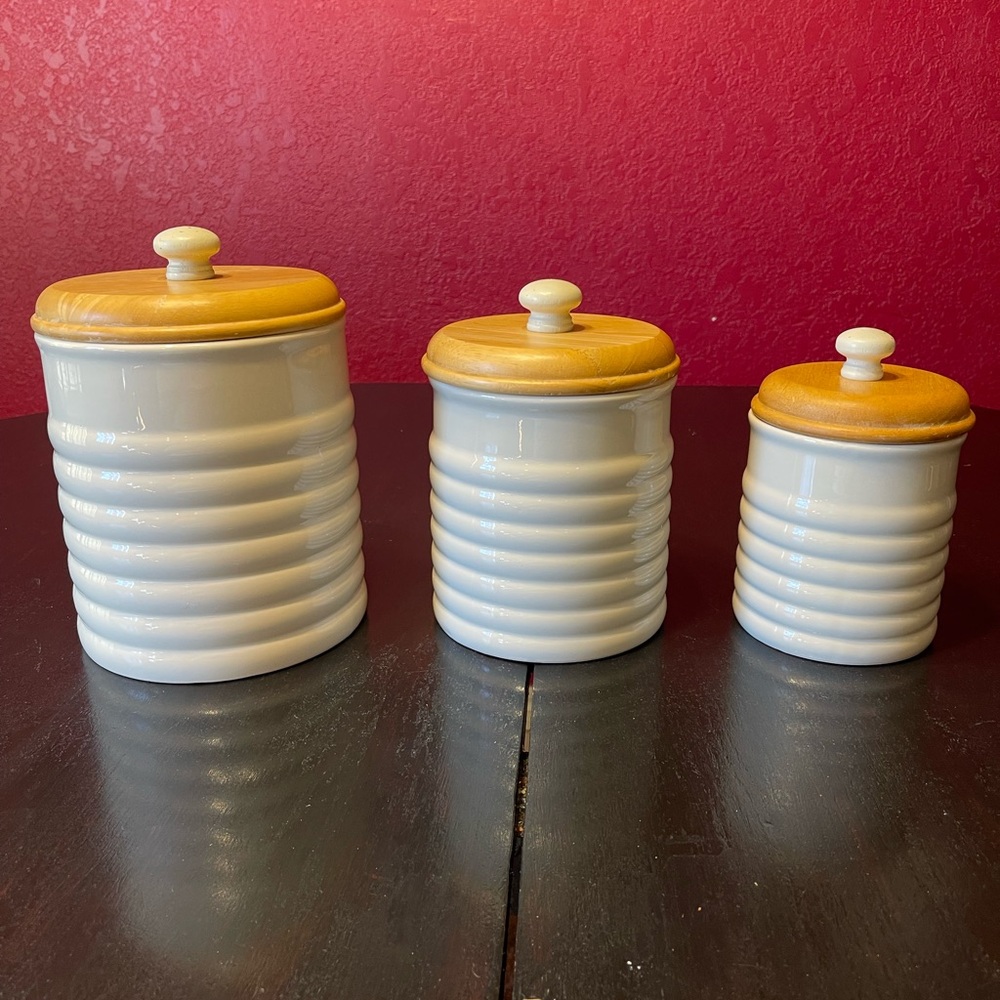 Vintage Furio Home White Ceramic Canister Set
